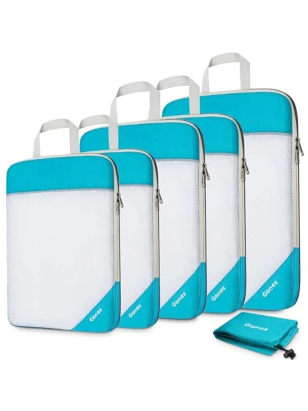 Compression Packing Cubes Set 6 Travel Organizer Space Saver Carry On Luggage